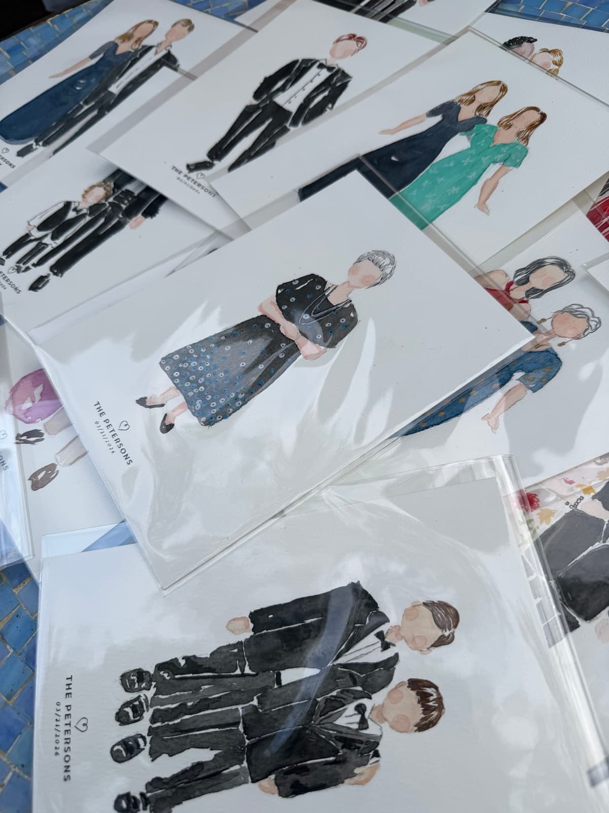 Wedding paintings packaged for guests